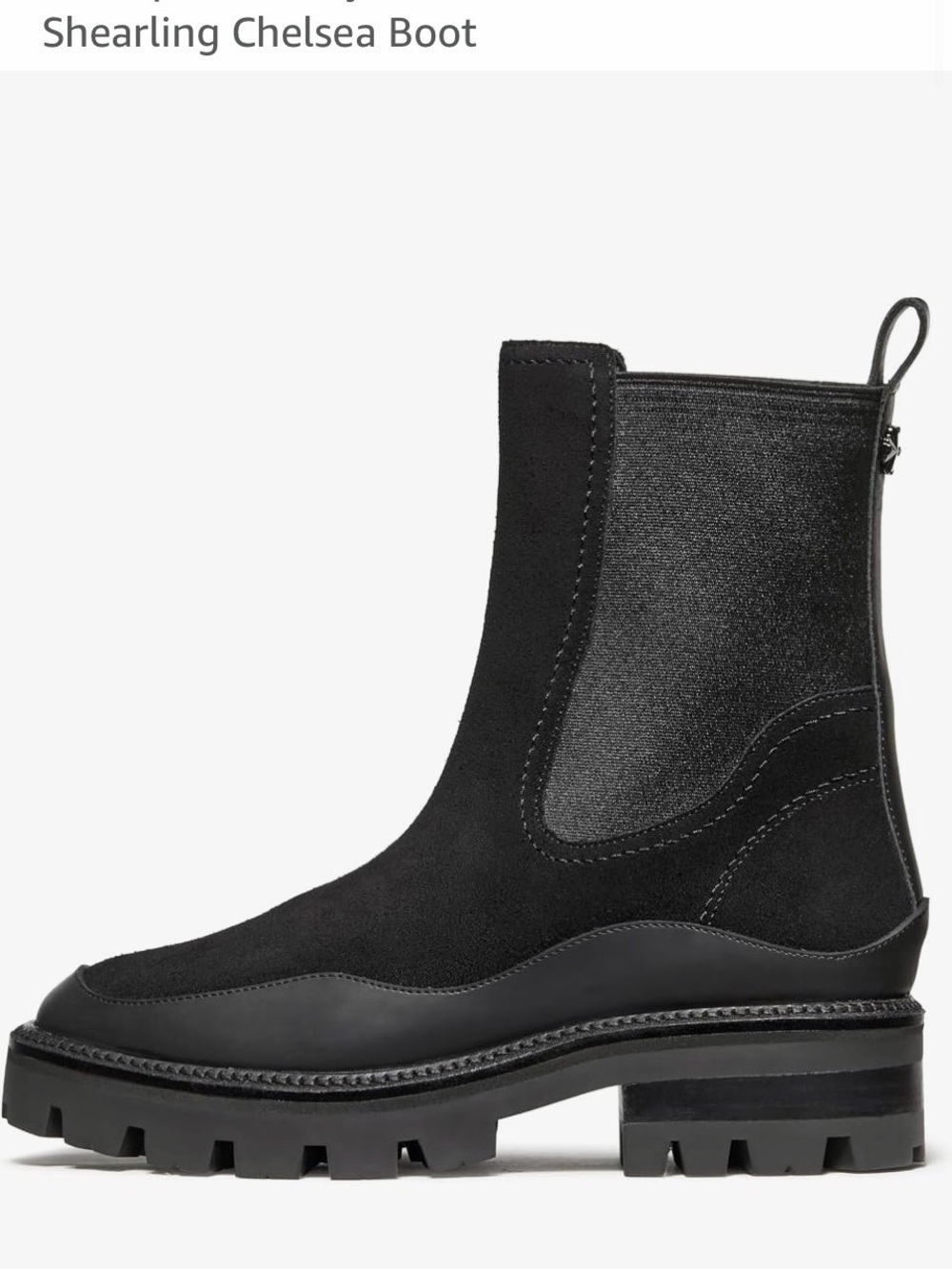 kate spade Black Suede Lug Sole Chelsea Boots - Picture 2 of 9